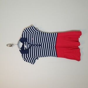 VTG Tommy Girl Red/White/Blue Striped Short Sleeve Mini Dress Size Medium
